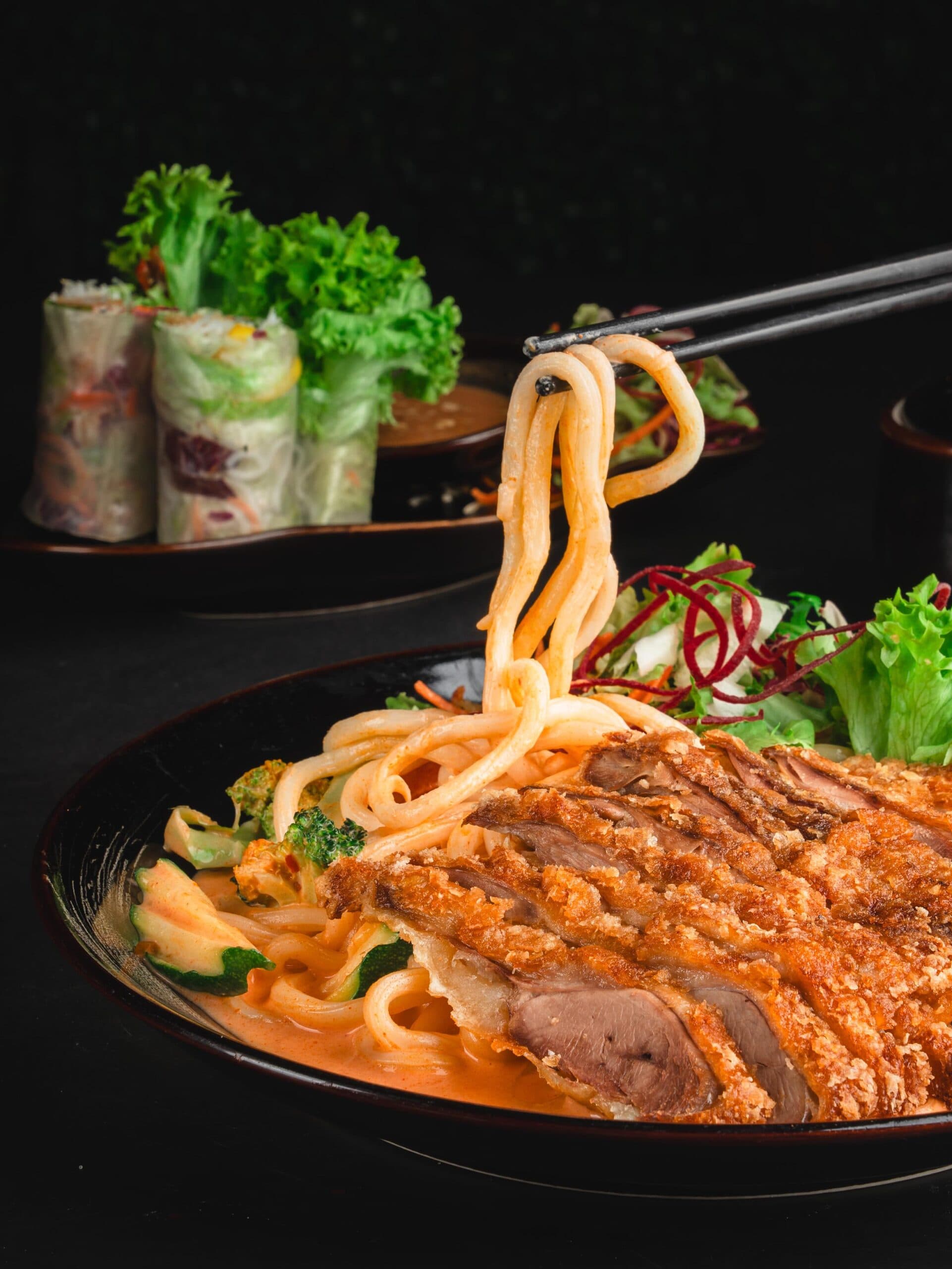 Udon-Nudelsuppe mit frischen Zutaten