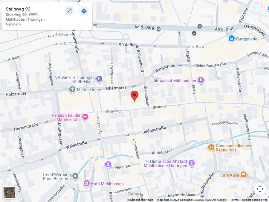 Kartenausschnitt mit dem Standort des Restaurants